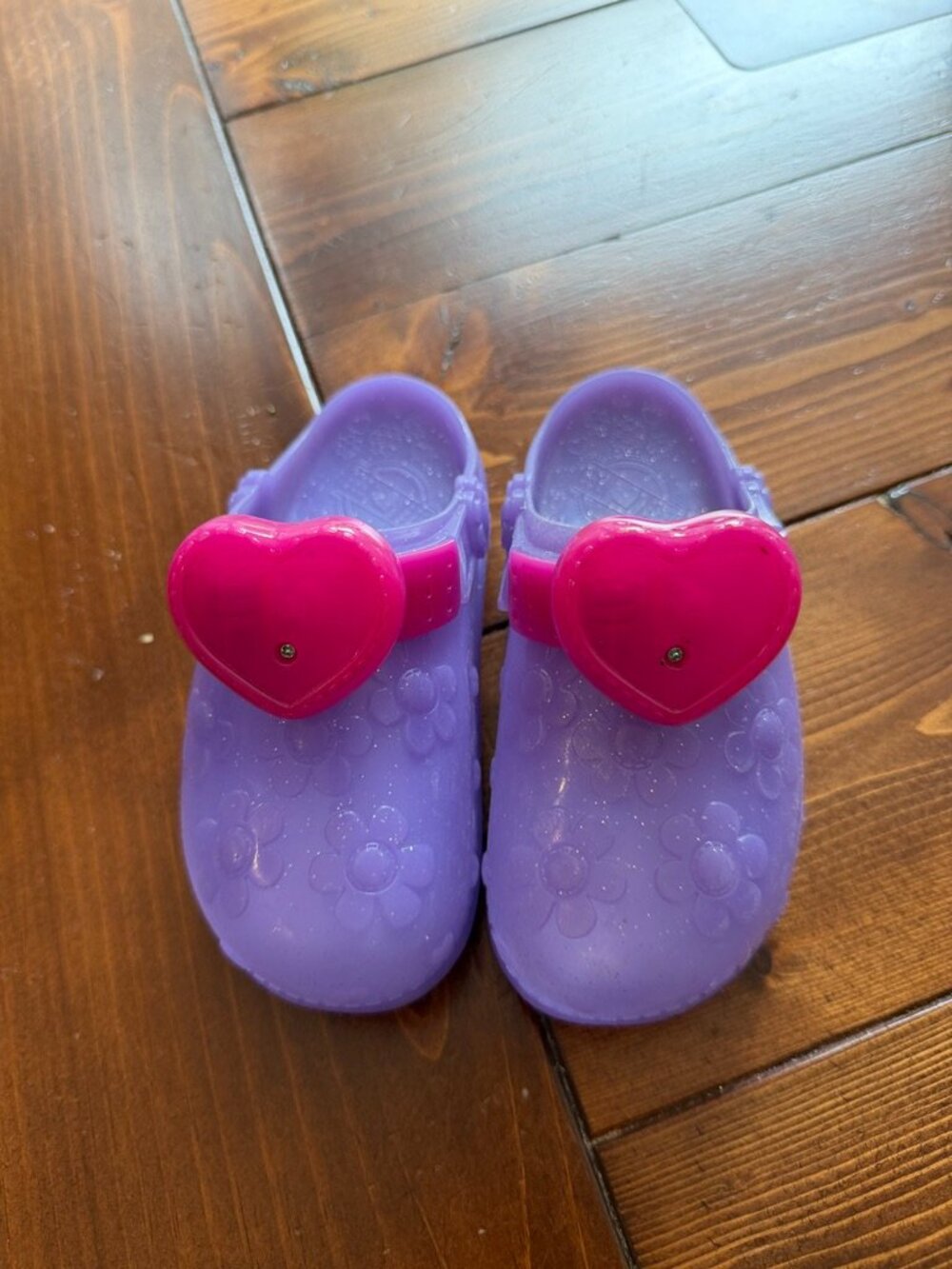 Disney Doc McStuffins Pop Shoes Purple Glitter Clogs Heart Charm Toddler 10-11
